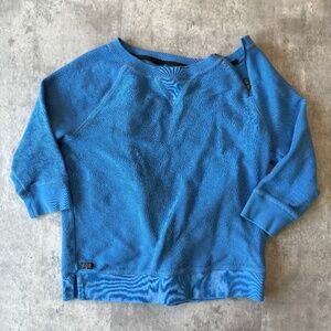 Lauren Ralph Lauren 3/4 sleeve blue sweatshirt casual zipper detail womens M